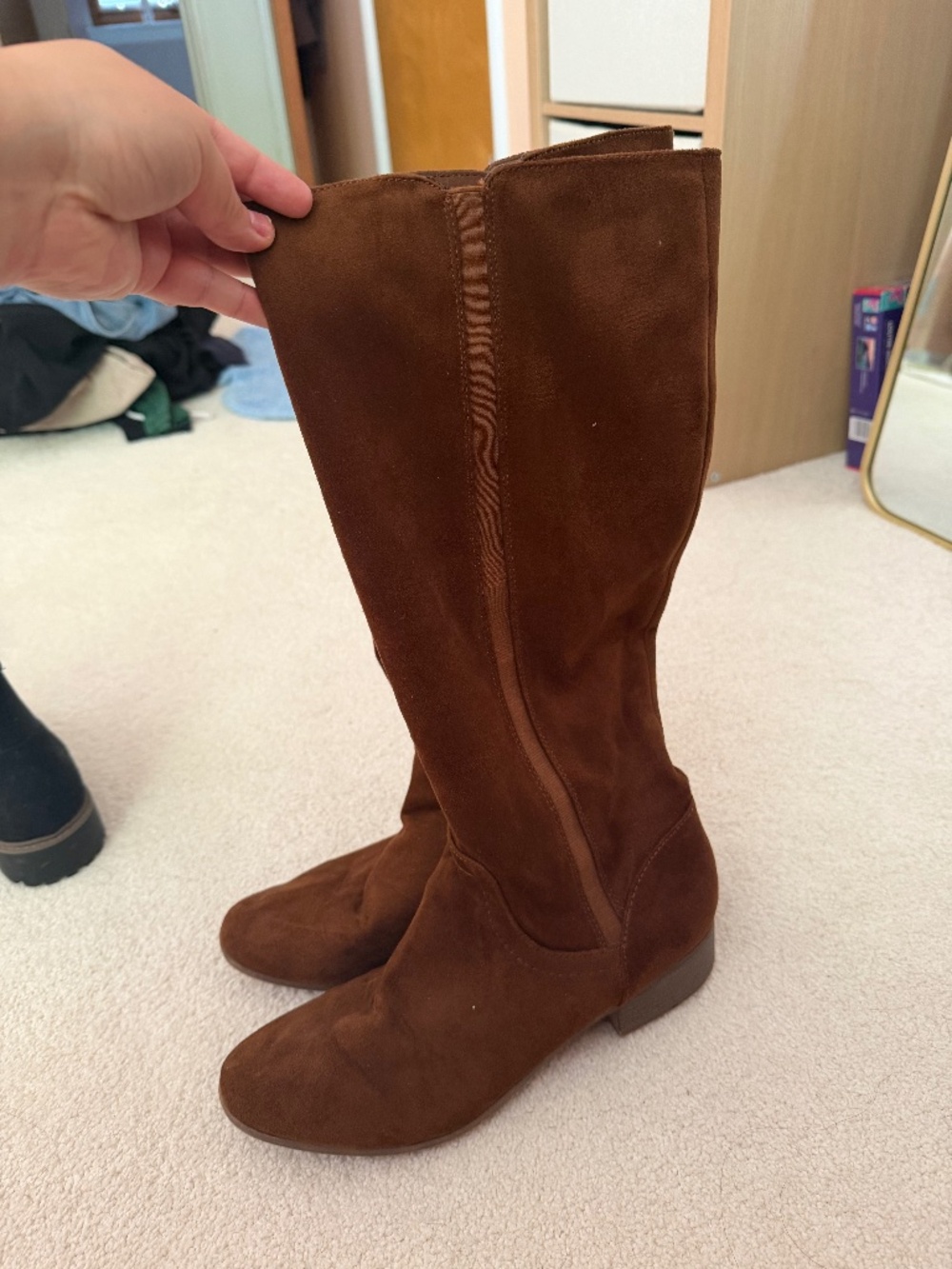 Time and True Tall Brown Suede Boots, Size 11